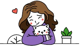 A cat sitter holding a cat with love and care.