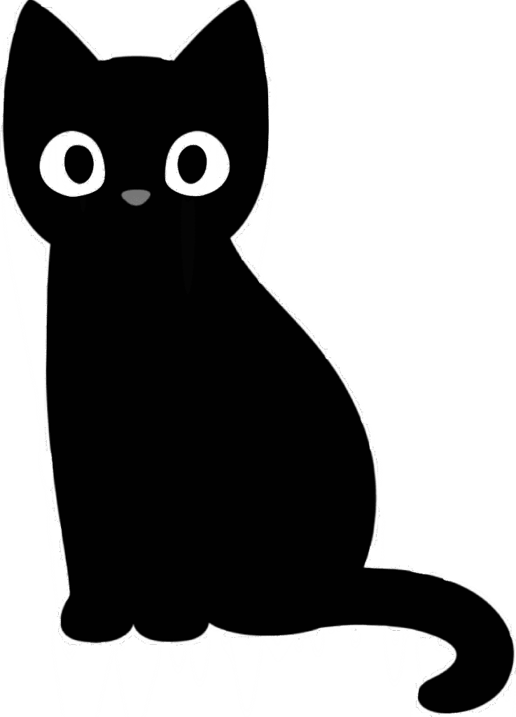 An illustration of a black cat staring at a person