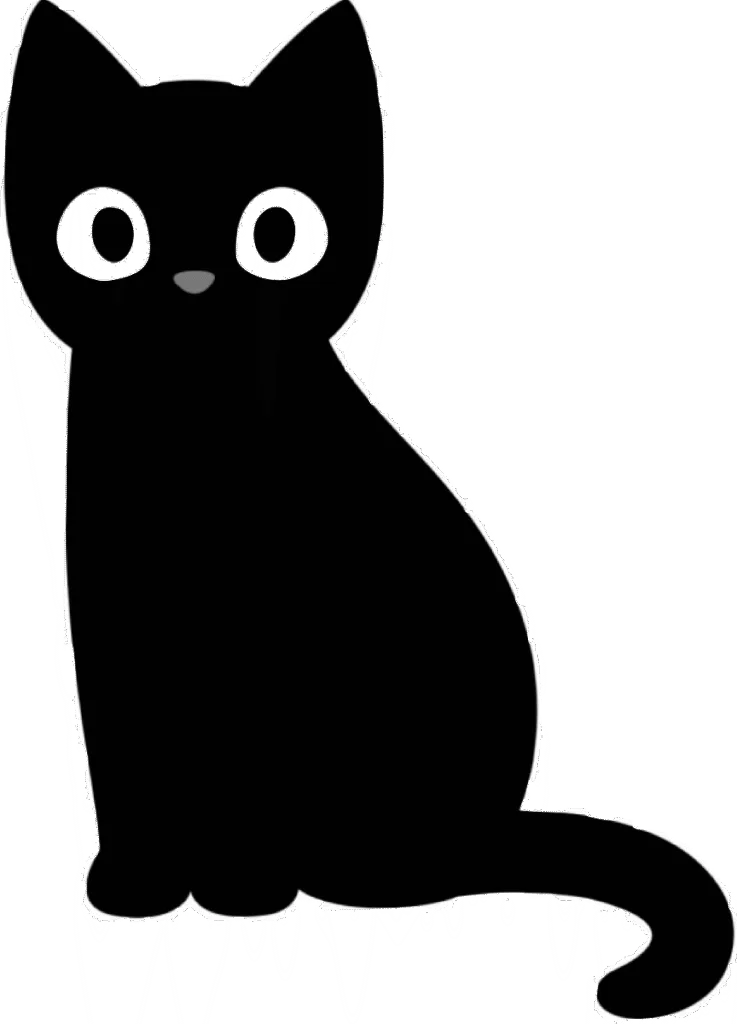 An illustration of a black cat staring at a person